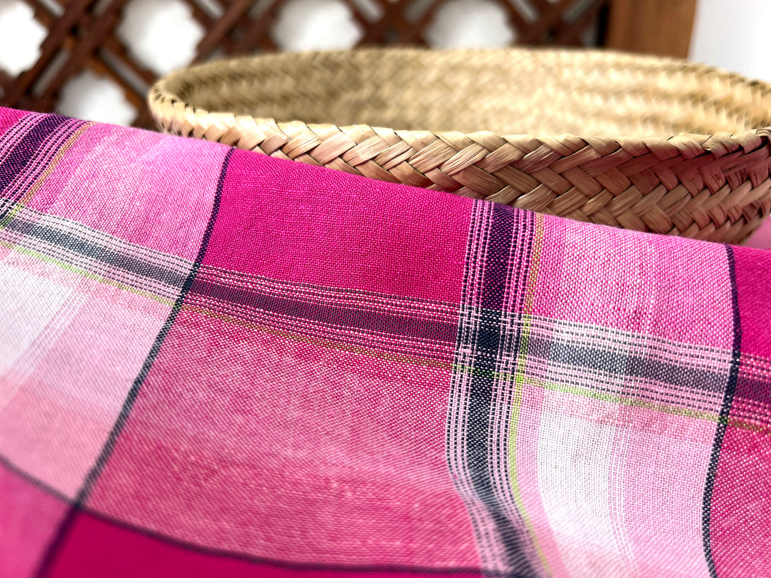Linen Cotton Tencel Blend Fabric Madras Plaids | Subtle Wrinkle Effect | Lightweight 7741 7742