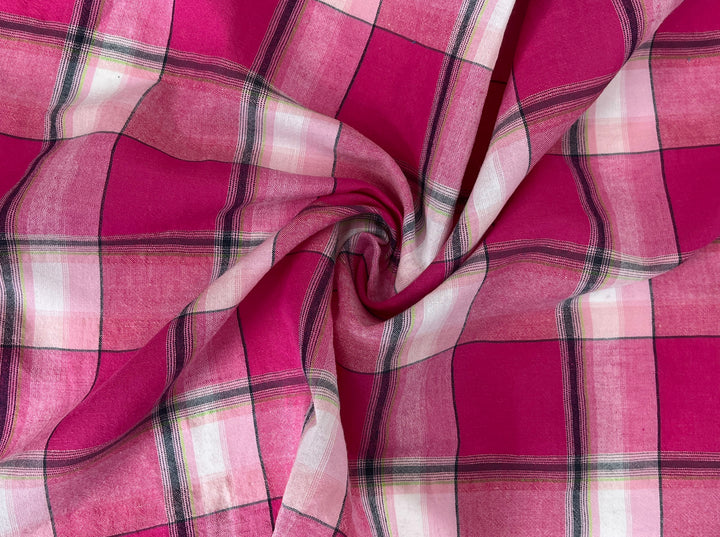 Linen Cotton Tencel Blend Fabric Madras Plaids | Subtle Wrinkle Effect | Lightweight 7741 7742