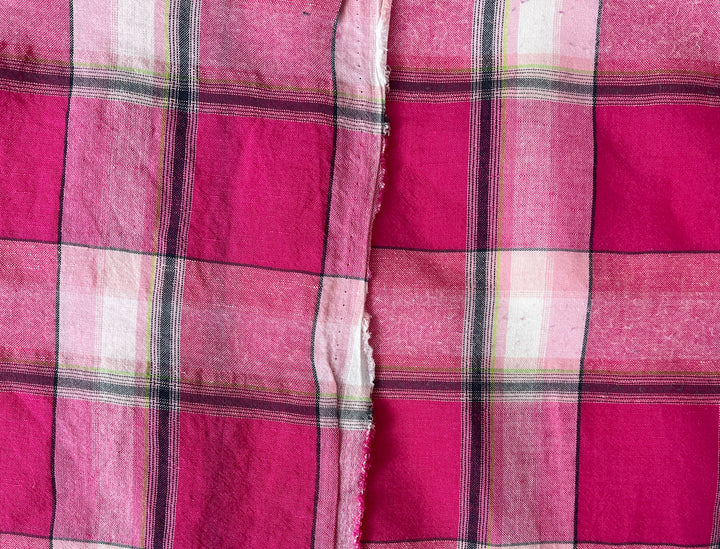 Linen Cotton Tencel Blend Fabric Madras Plaids | Subtle Wrinkle Effect | Lightweight 7741 7742