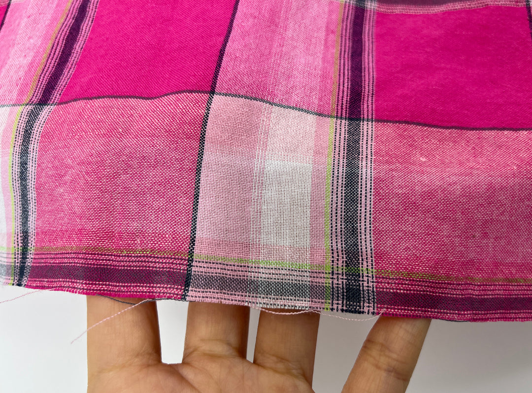 Linen Cotton Tencel Blend Fabric Madras Plaids | Subtle Wrinkle Effect | Lightweight 7741 7742