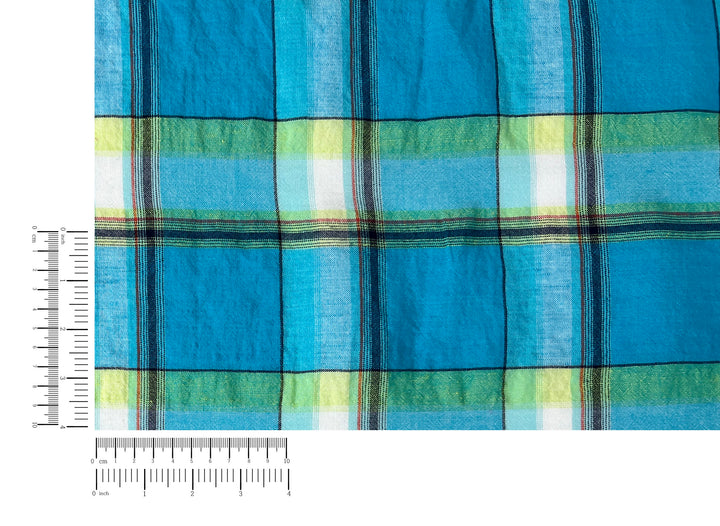 Linen Cotton Tencel Blend Fabric Madras Plaids | Subtle Wrinkle Effect | Lightweight 7741 7742
