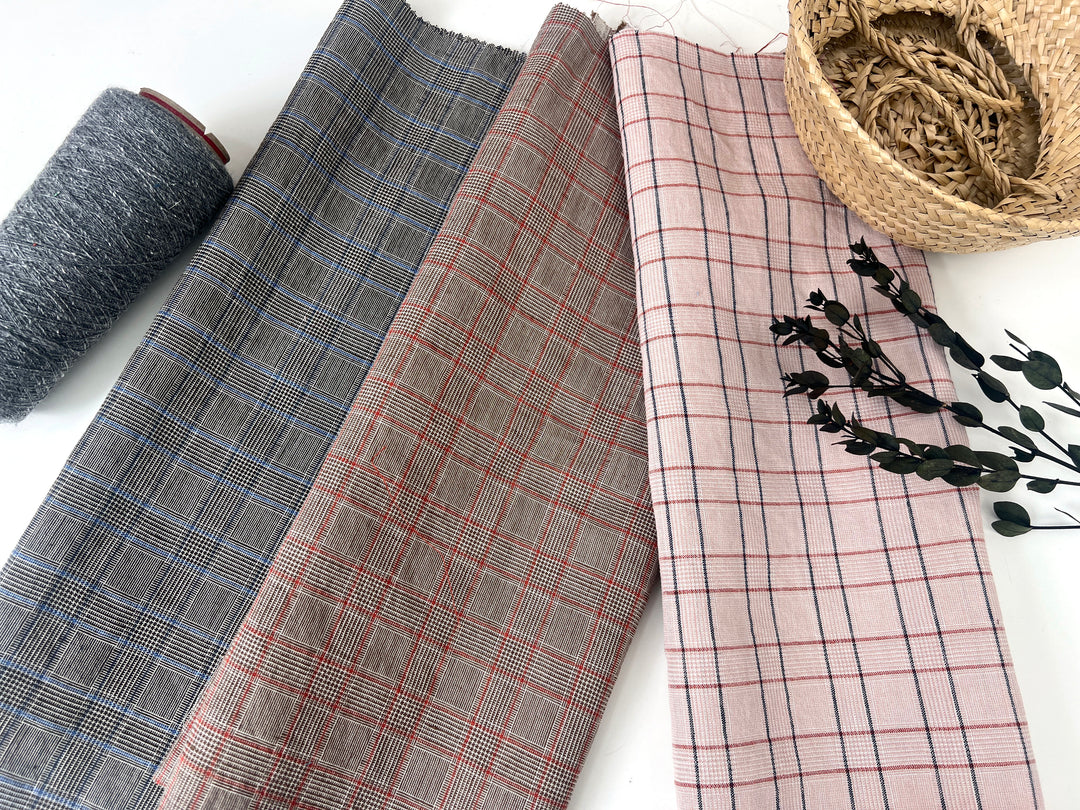 Lightweight Glen Plaid | Linen Cotton Blend Fabric 7798 7799 8060
