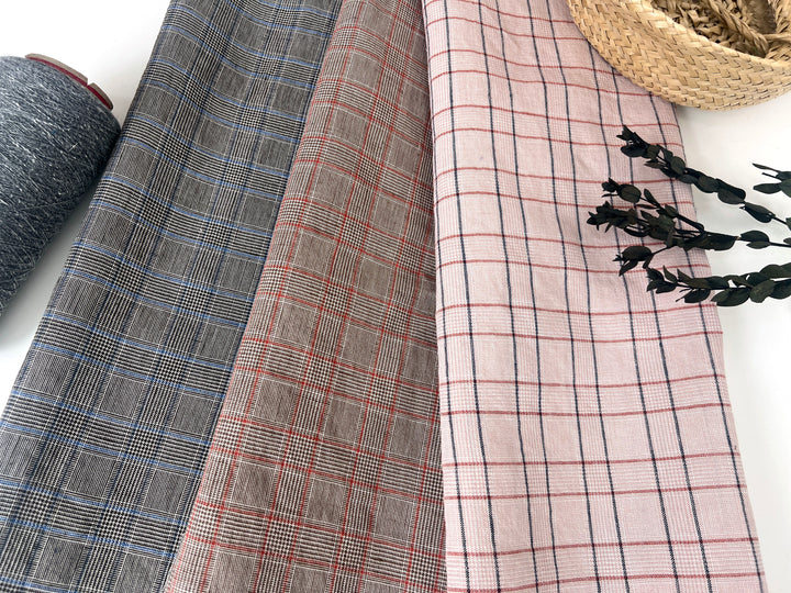 Lightweight Glen Plaid | Linen Cotton Blend Fabric 7798 7799 8060