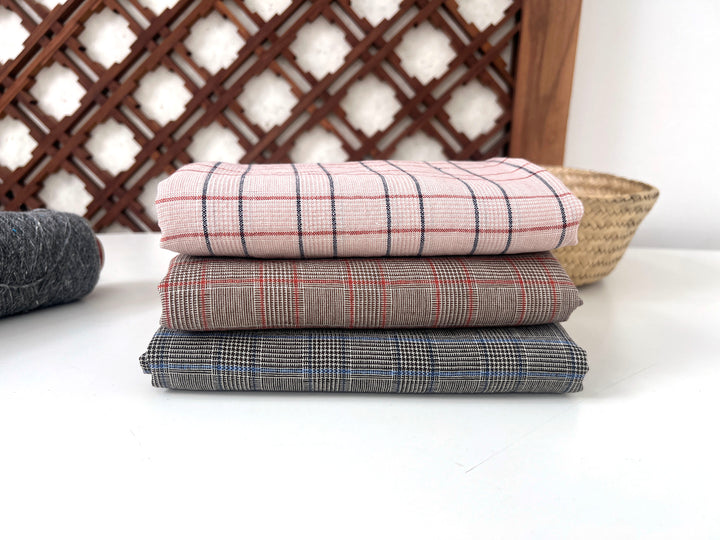 Lightweight Glen Plaid | Linen Cotton Blend Fabric 7798 7799 8060