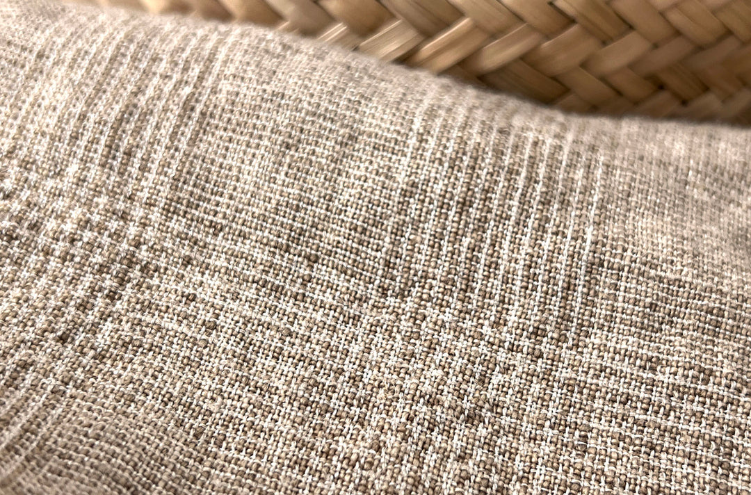 Cool-Touch Glen Plaid | Beige Linen Rayon Blend Fabric 8355