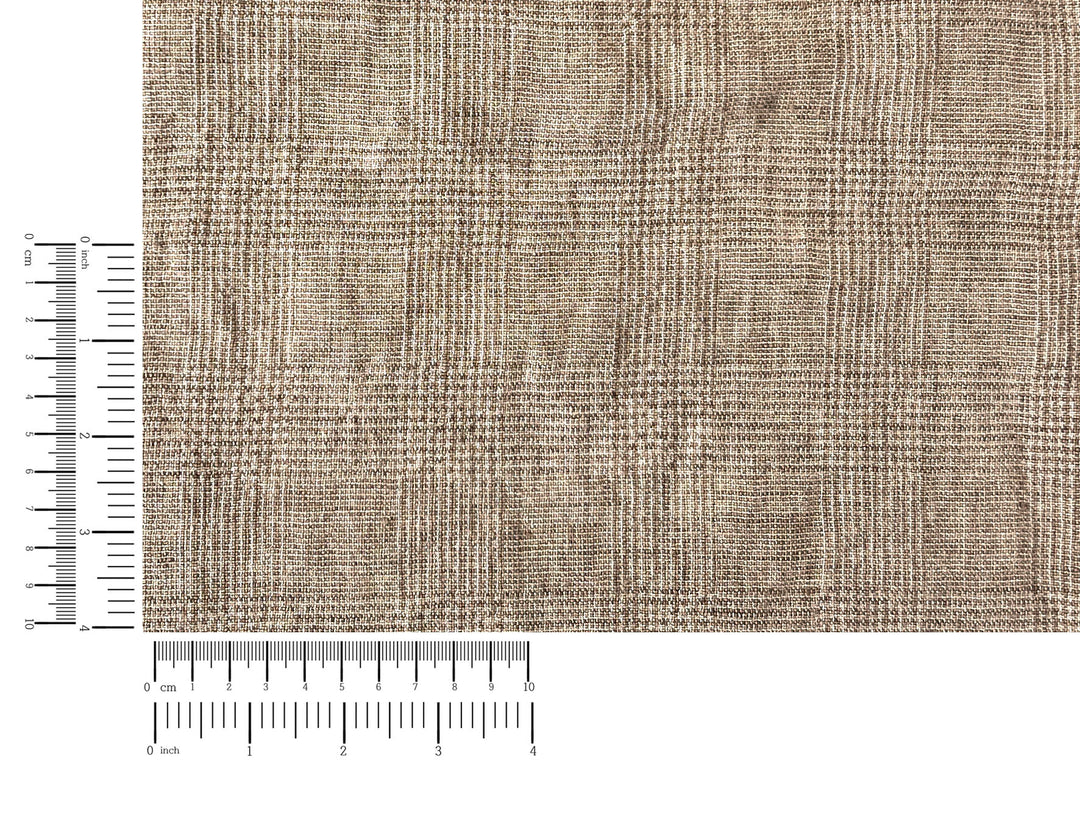 Cool-Touch Glen Plaid | Beige Linen Rayon Blend Fabric 8355