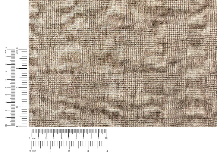 Cool-Touch Glen Plaid | Beige Linen Rayon Blend Fabric 8355