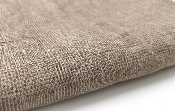 Cool-Touch Glen Plaid | Beige Linen Rayon Blend Fabric 8355