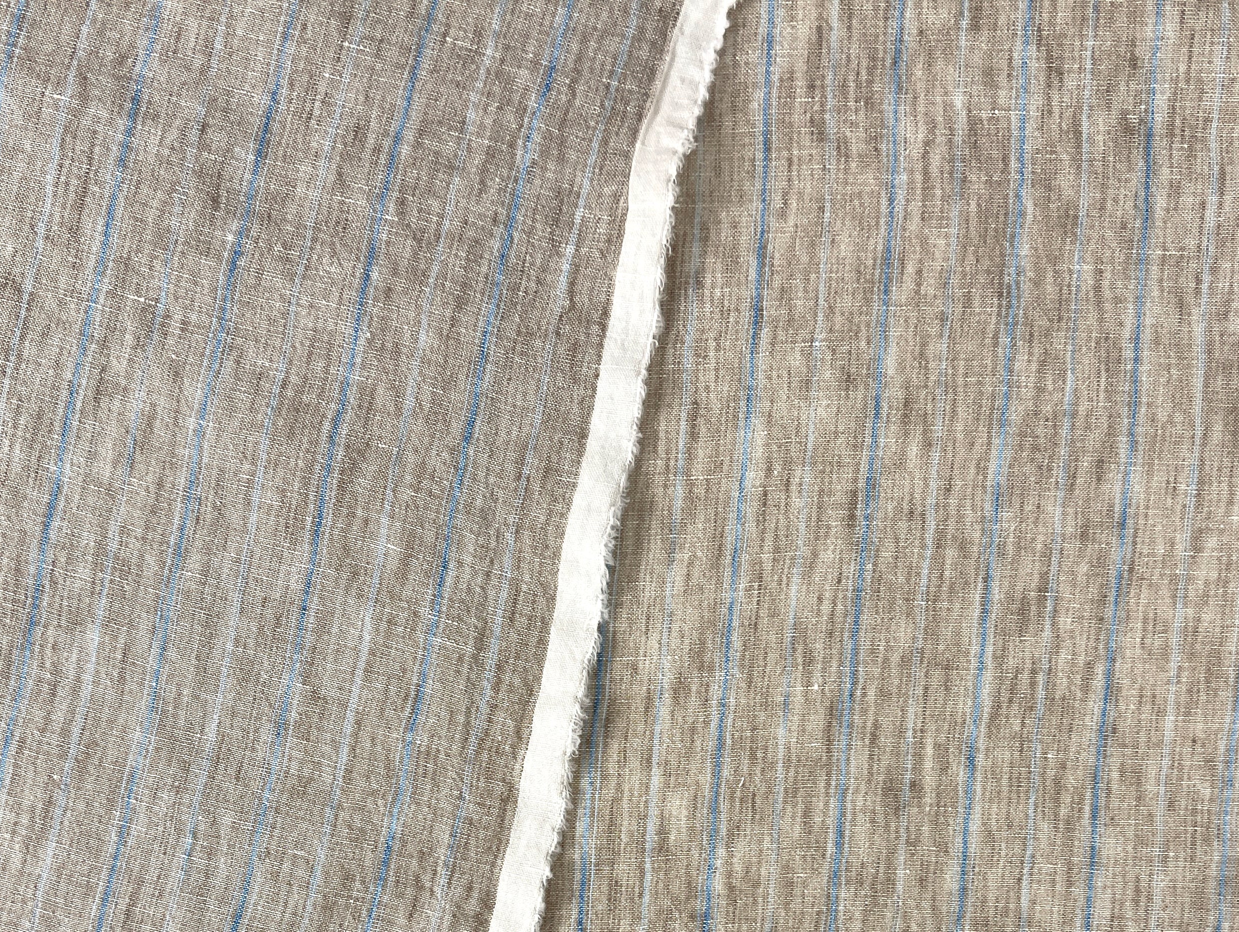 100% Linen Fabric Delave Stripe Lightweight | The Linen Lab
