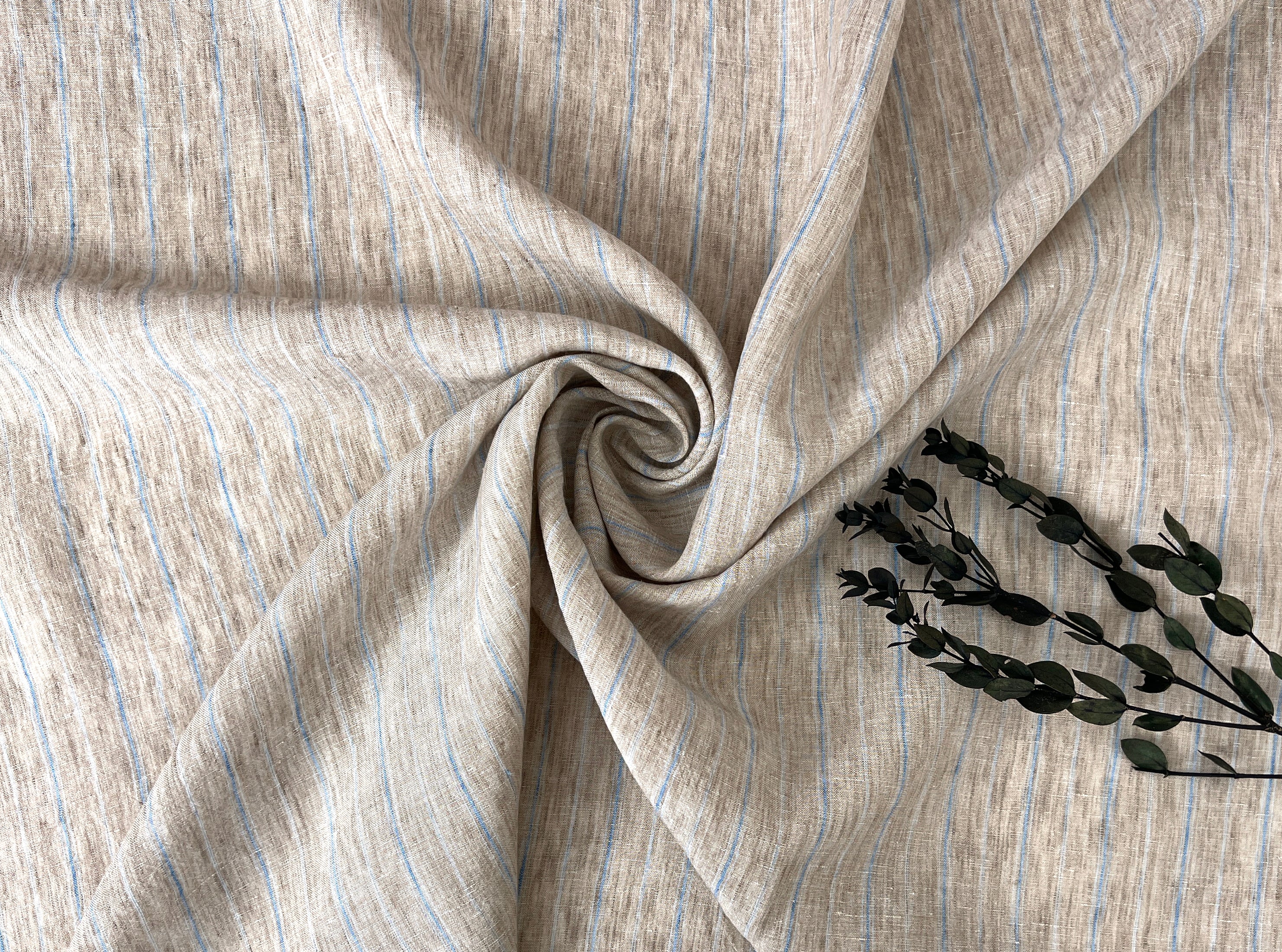 100% Linen Fabric Delave Stripe Lightweight | The Linen Lab
