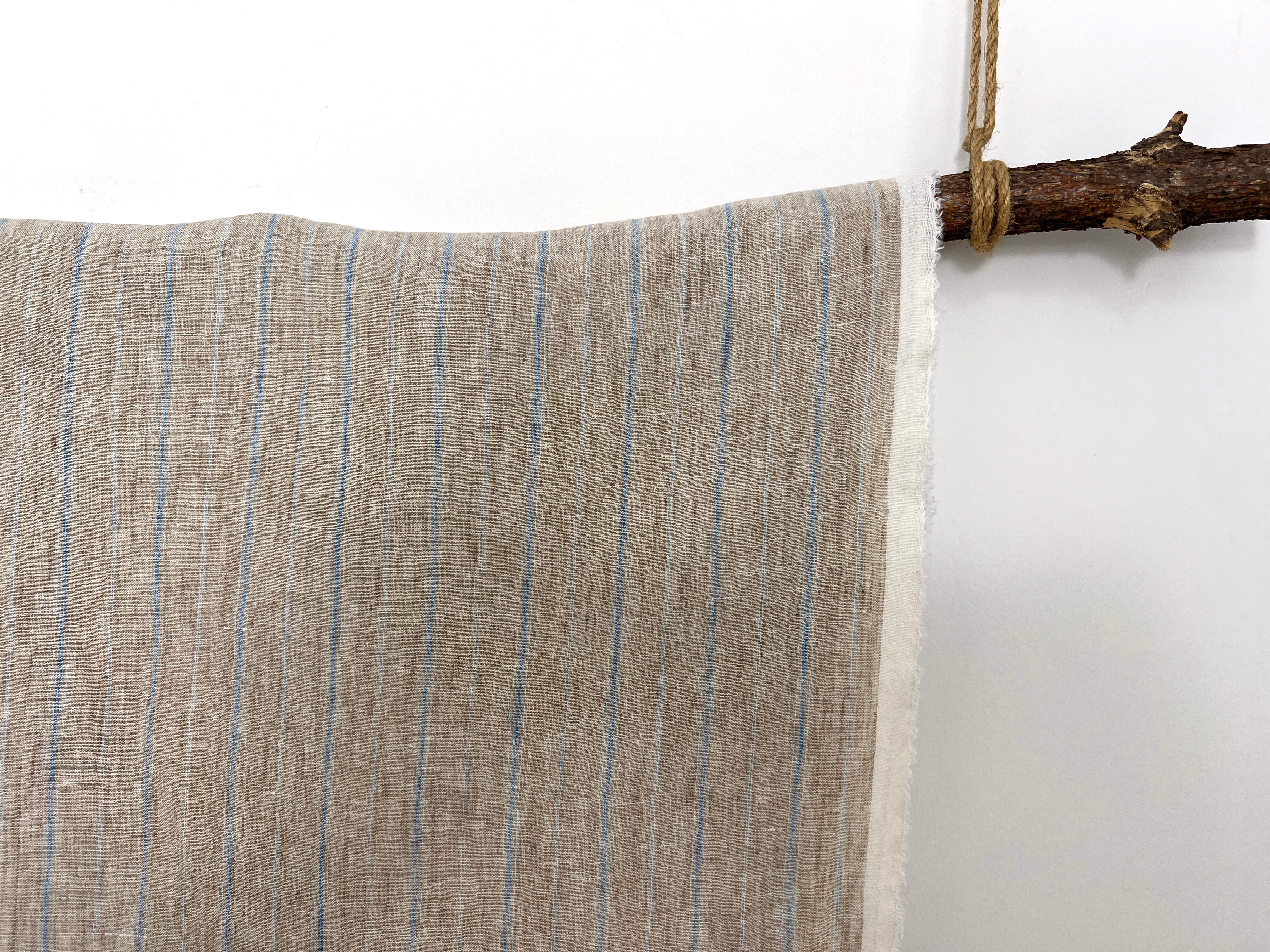 100% Linen Fabric Delave Stripe Lightweight | The Linen Lab