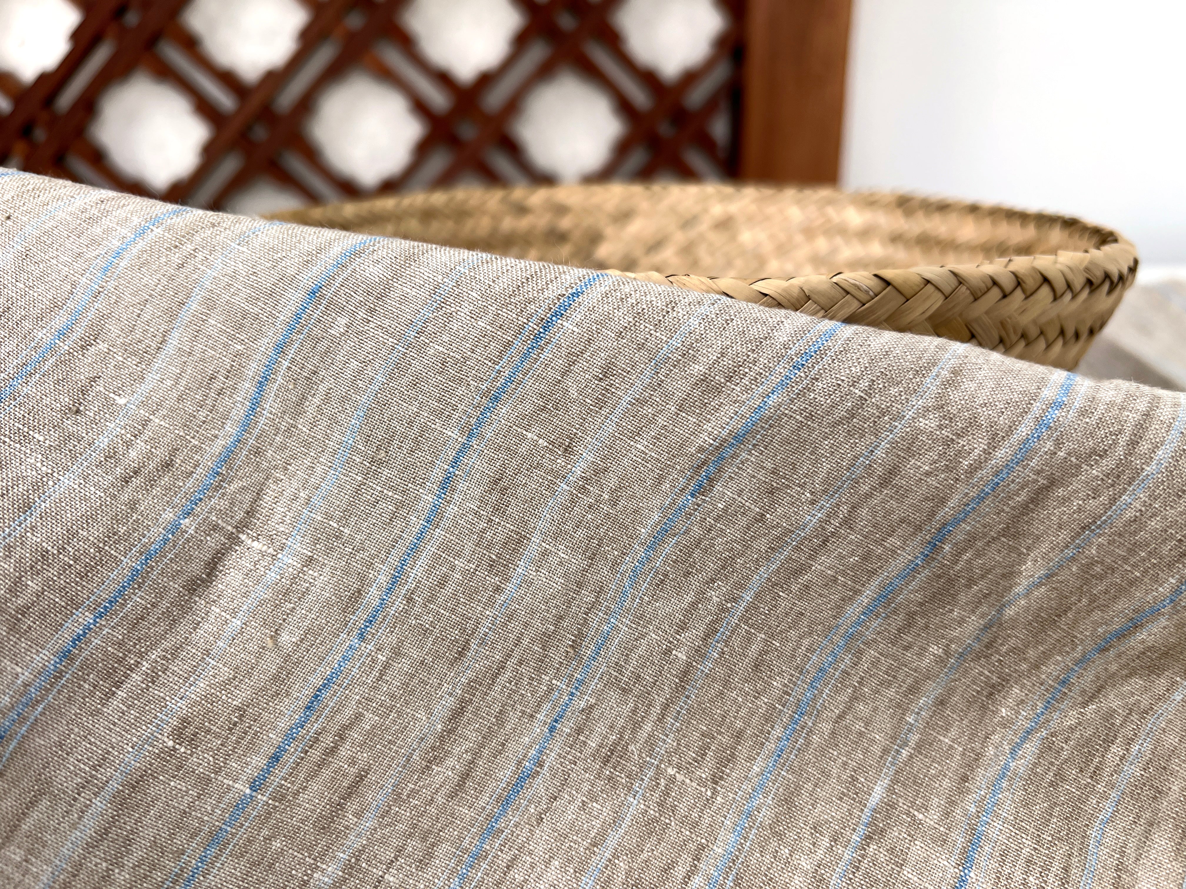 100% Linen Fabric Delave Stripe Lightweight | The Linen Lab