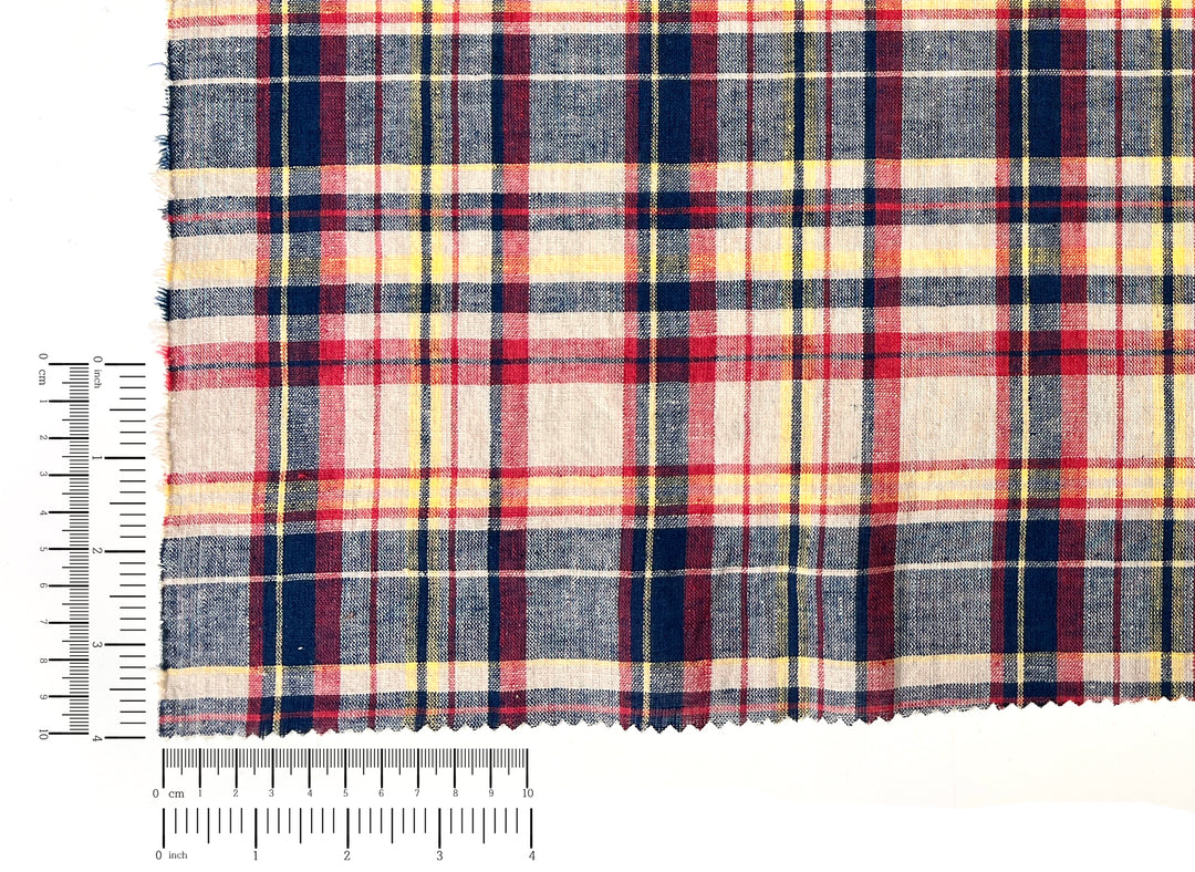 Linen Cotton Blend Fabric Madras Plaids | Natural Soft Touch | Lightweight 8237