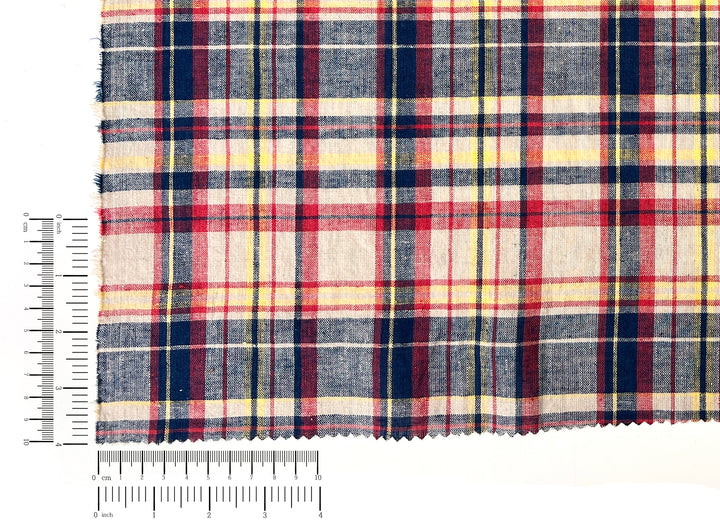 Linen Cotton Blend Fabric Madras Plaids | Natural Soft Touch | Lightweight 8237