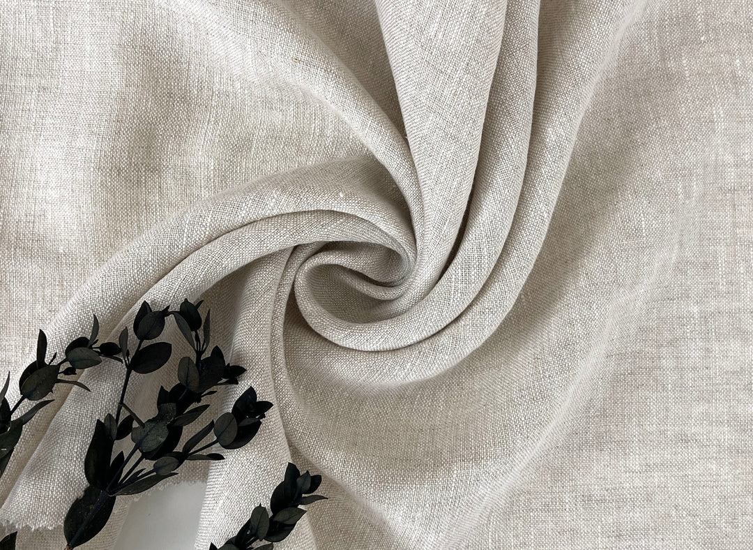 100% Linen Fabric – Medium to Heavyweight, Soft Finish Natural(light) 8236