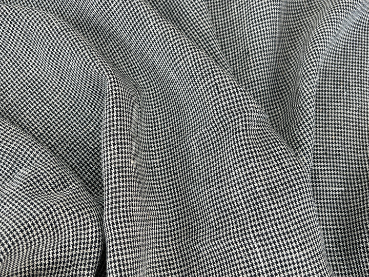Linen Rayon Micro Houndstooth Fabric – Pre-Washed Starcheck 8385