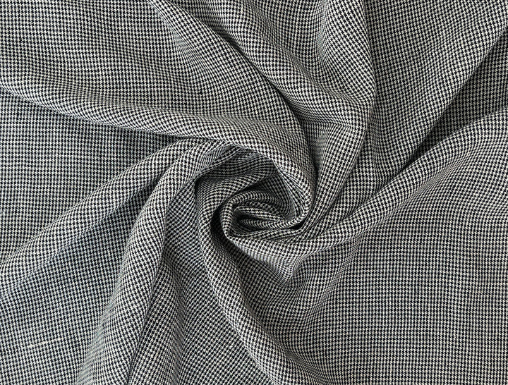 Linen Rayon Micro Houndstooth Fabric – Pre-Washed Starcheck 8385