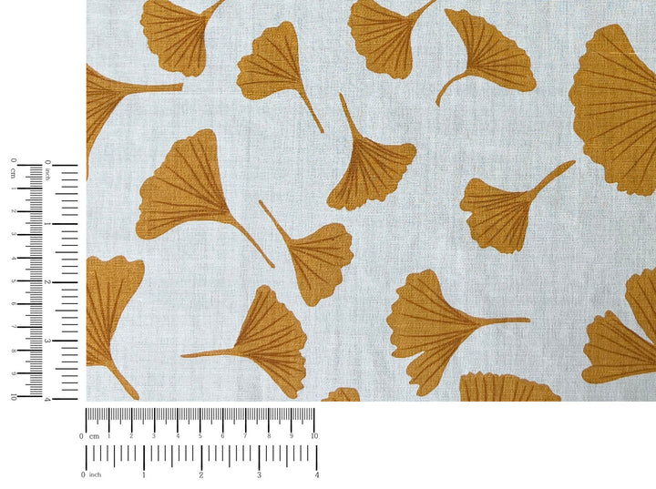Morning Calm Ginkgo Print – Soft & Wrinkle-Resistant Ramie Blend Fabric 8336