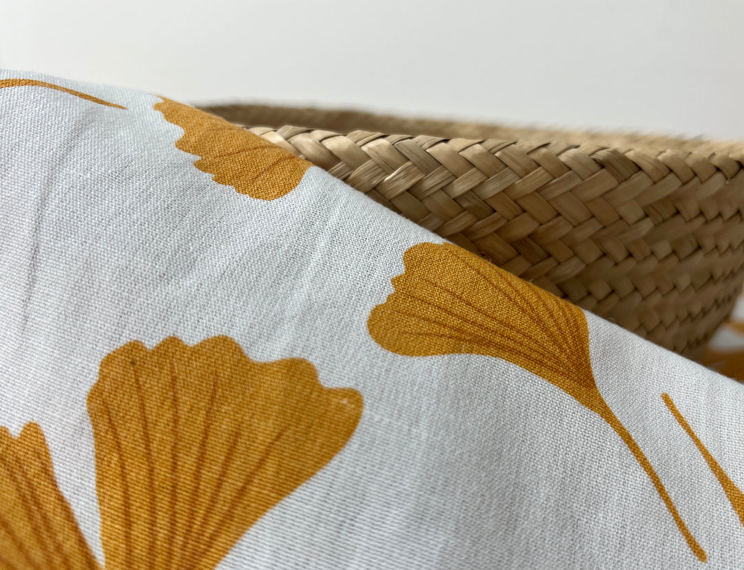 Morning Calm Ginkgo Print – Soft & Wrinkle-Resistant Ramie Blend Fabric 8336