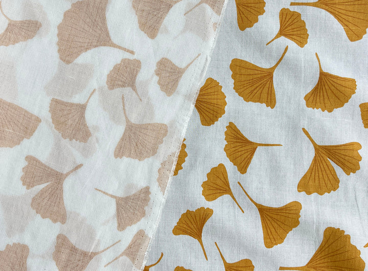 Morning Calm Ginkgo Print – Soft & Wrinkle-Resistant Ramie Blend Fabric 8336
