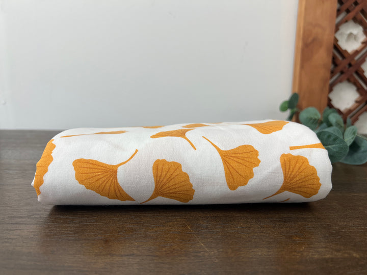 Morning Calm Ginkgo Print – Soft & Wrinkle-Resistant Ramie Blend Fabric 8336