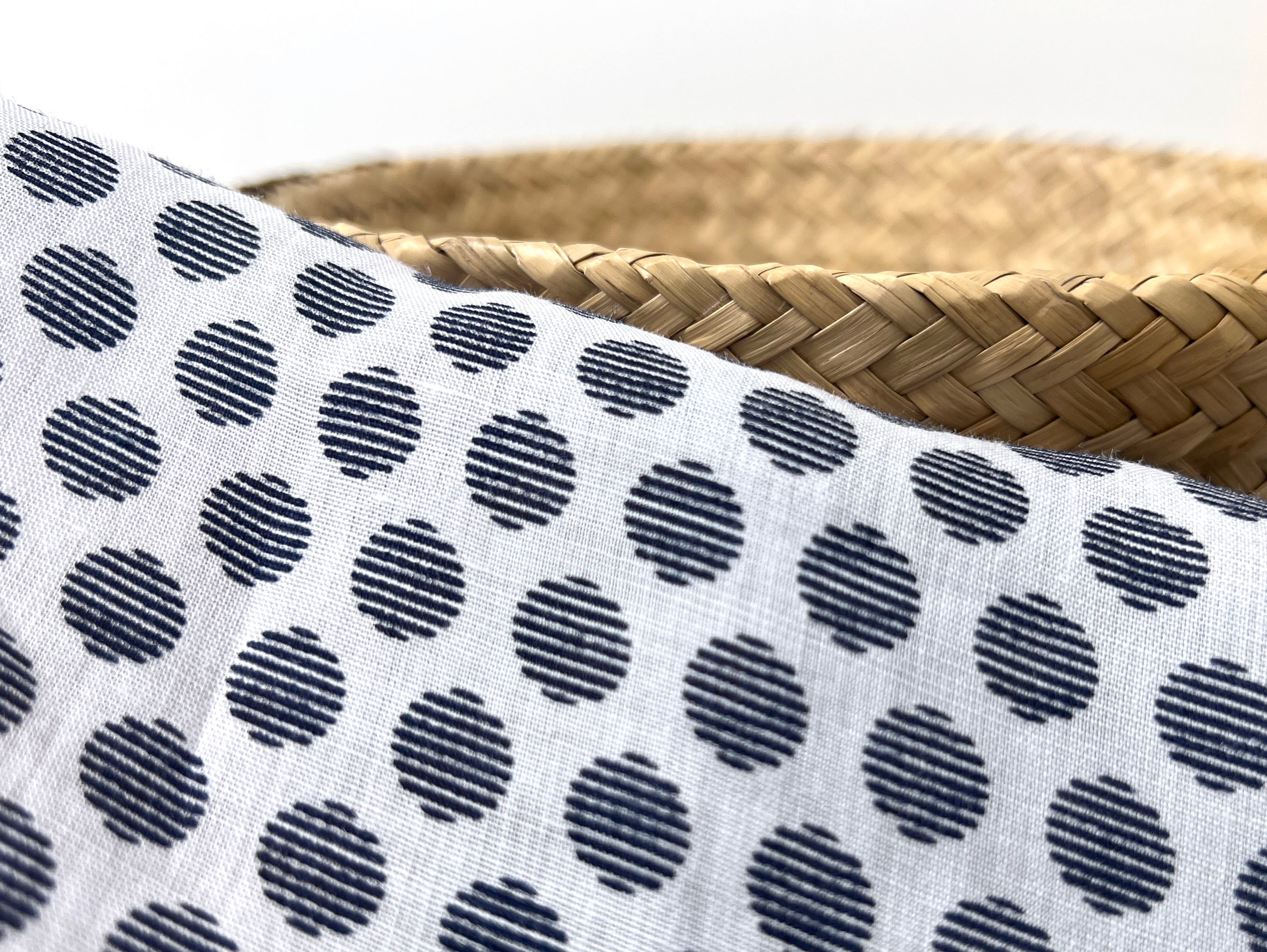 100% Ramie Fabric with Micro-Stripe Polka Dot Print | Lightweight