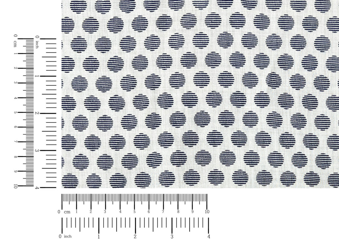 100% Ramie Fabric with Micro-Stripe Polka Dot Print, Lightweight 4776
