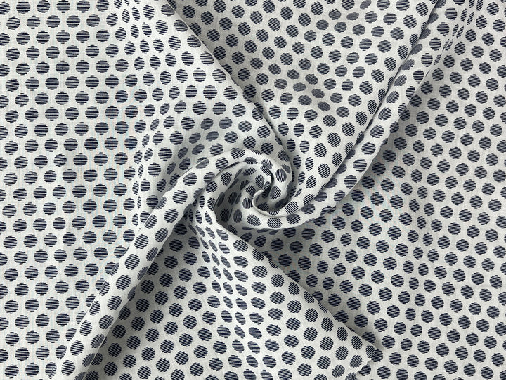 100% Ramie Fabric with Micro-Stripe Polka Dot Print, Lightweight 4776