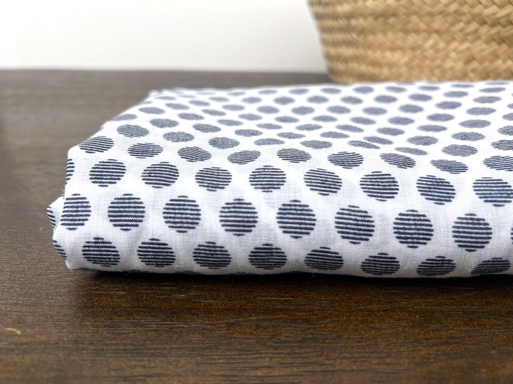 100% Ramie Fabric with Micro-Stripe Polka Dot Print, Lightweight 4776