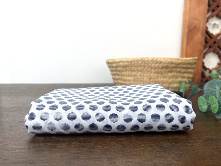 100% Ramie Fabric with Micro-Stripe Polka Dot Print, Lightweight 4776