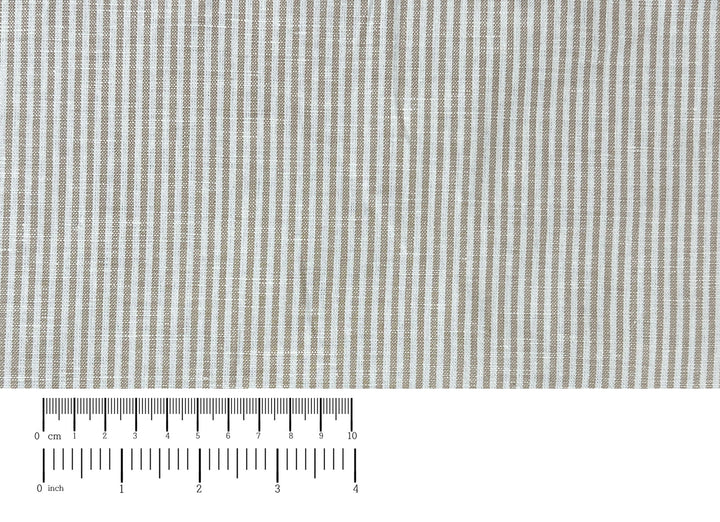 Linen Cotton Blend Fabric – Classic Beige Hickory Stripe 8401