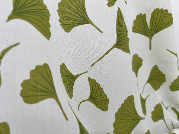 Morning Calm Ginkgo Print – Soft & Wrinkle-Resistant Ramie Blend Fabric 8336 8437