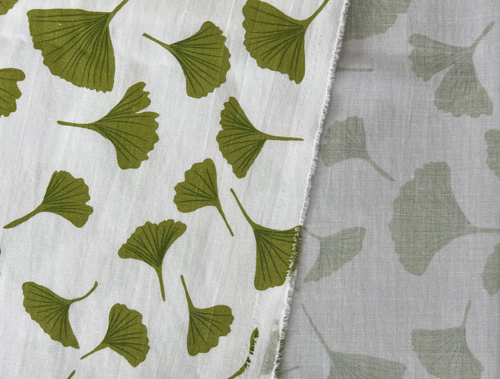 Morning Calm Ginkgo Print – Soft & Wrinkle-Resistant Ramie Blend Fabric 8336 8437