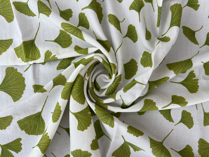Morning Calm Ginkgo Print – Soft & Wrinkle-Resistant Ramie Blend Fabric 8336 8437
