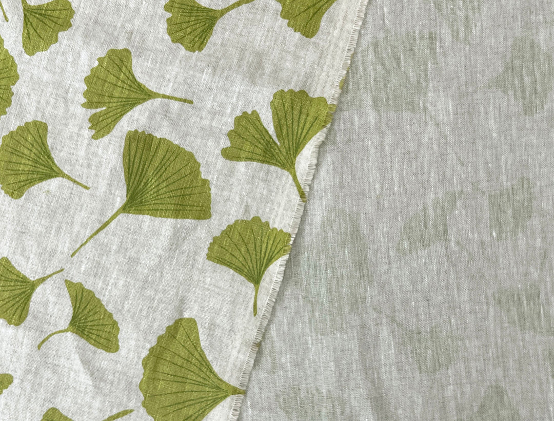 Morning Calm Ginkgo – 100% Linen Fabric in Natural Tone, Medium Weight 8319 8436