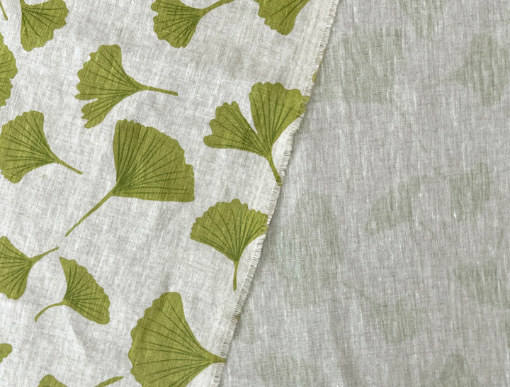Morning Calm Ginkgo – 100% Linen Fabric in Natural Tone, Medium Weight 8319 8436