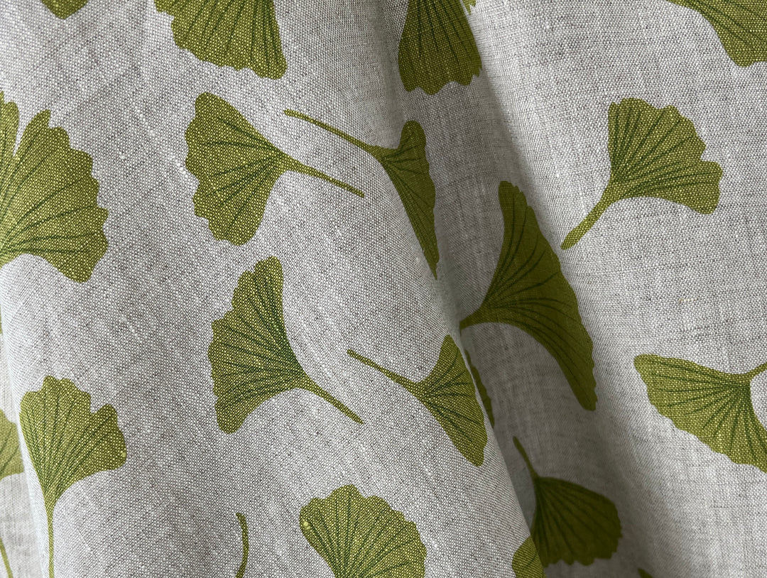 Morning Calm Ginkgo – 100% Linen Fabric in Natural Tone, Medium Weight 8319 8436