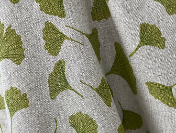 Morning Calm Ginkgo – 100% Linen Fabric in Natural Tone, Medium Weight 8319 8436