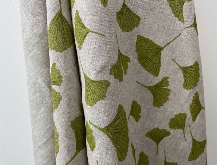 Morning Calm Ginkgo – 100% Linen Fabric in Natural Tone, Medium Weight 8319 8436