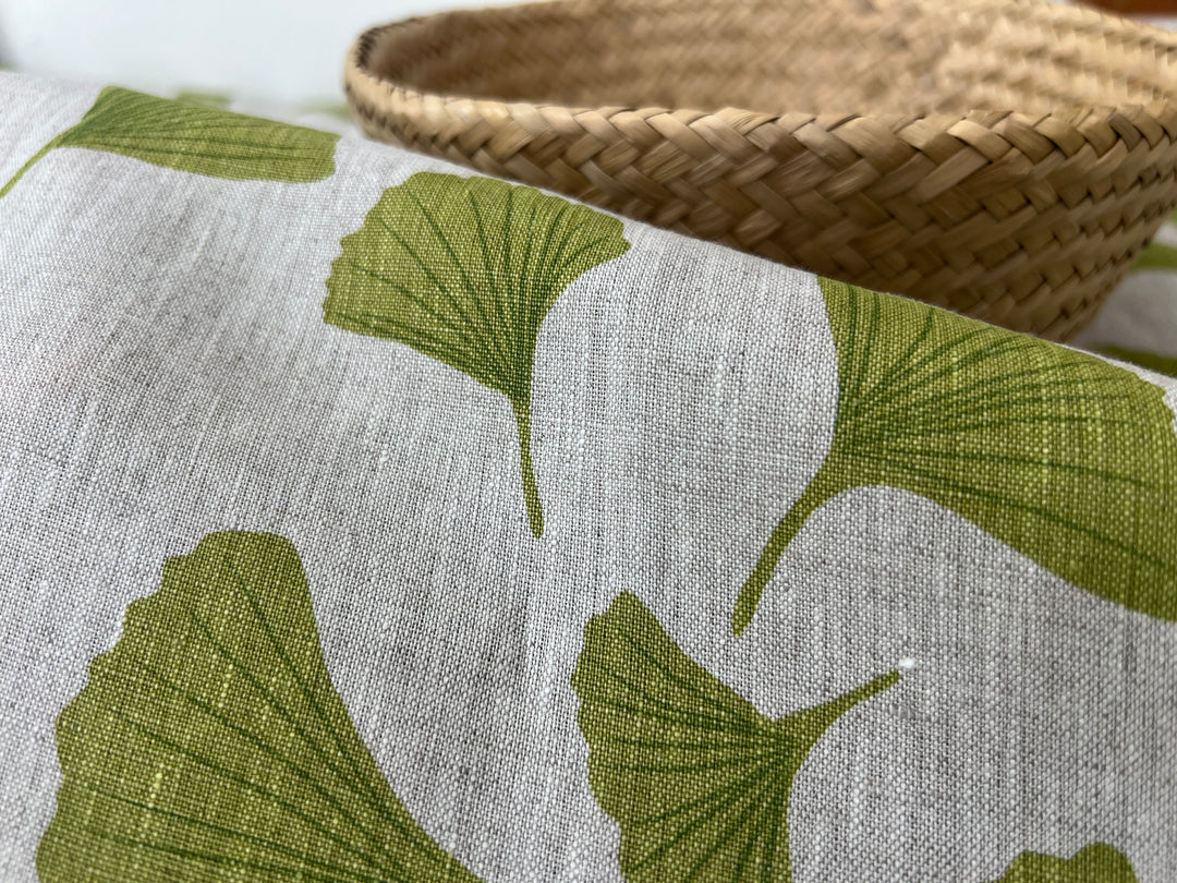 Morning Calm Ginkgo – 100% Linen Fabric in Natural Tone, Medium Weight 8319 8436