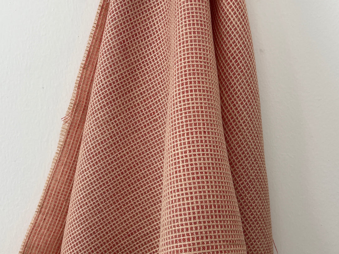 Terracotta Micro Check Linen Blend Fabric | Medium Weight | 42"