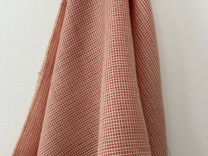 Terracotta Micro Check Linen Blend Fabric | Medium Weight | 42"