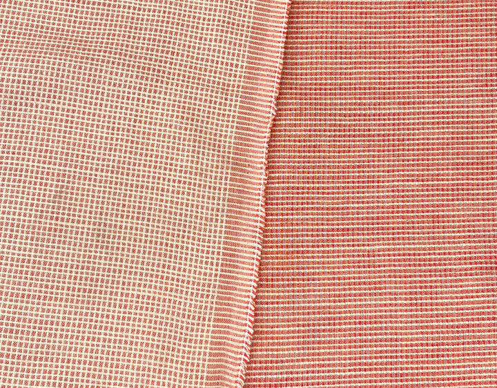Terracotta Micro Check Linen Blend Fabric | Medium Weight | 42"