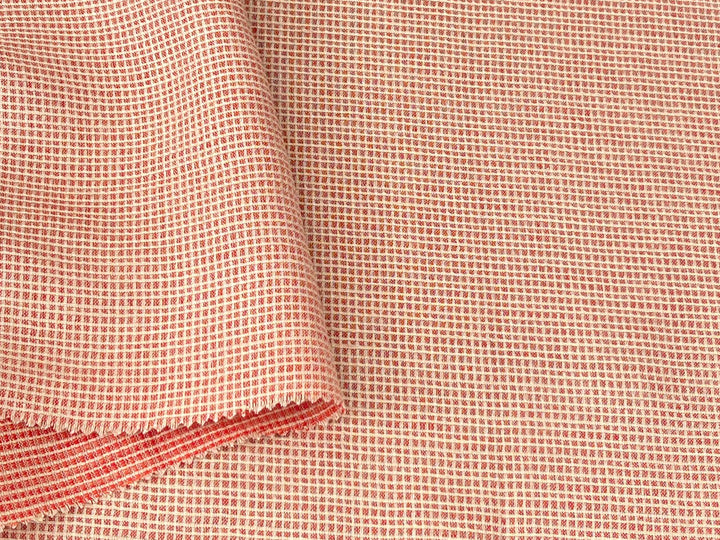 Terracotta Micro Check Linen Blend Fabric | Medium Weight | 42"