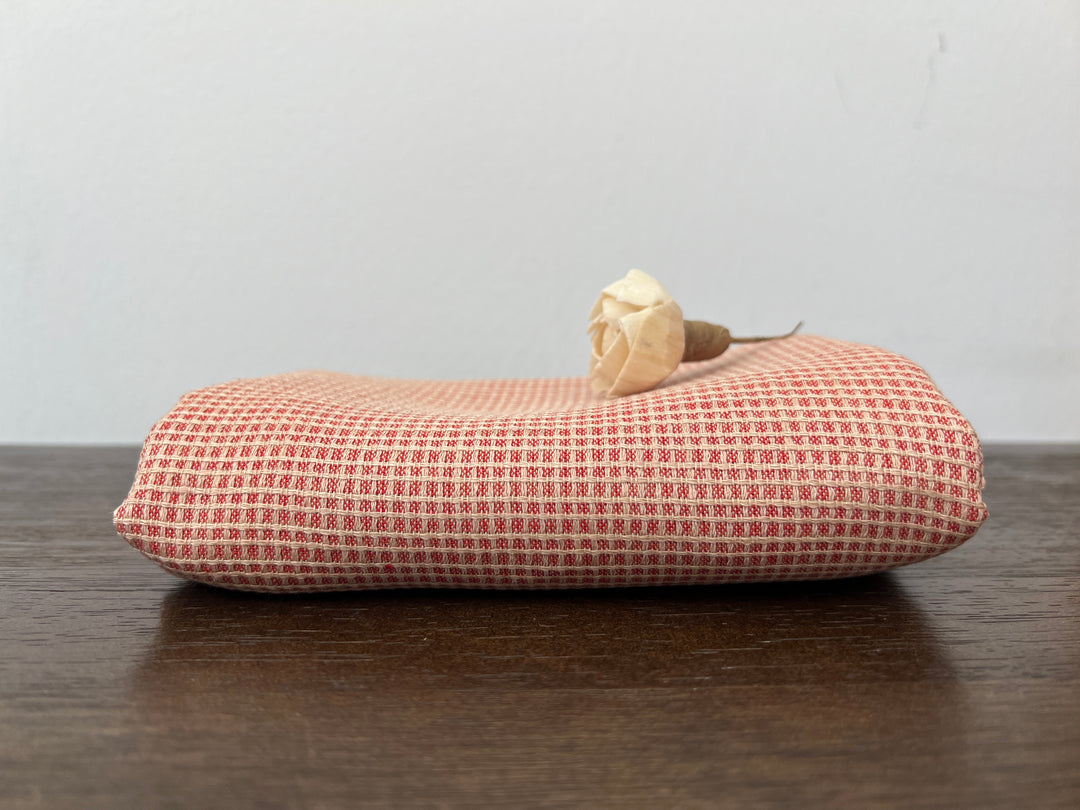 Terracotta Micro Check Linen Blend Fabric | Medium Weight | 42"