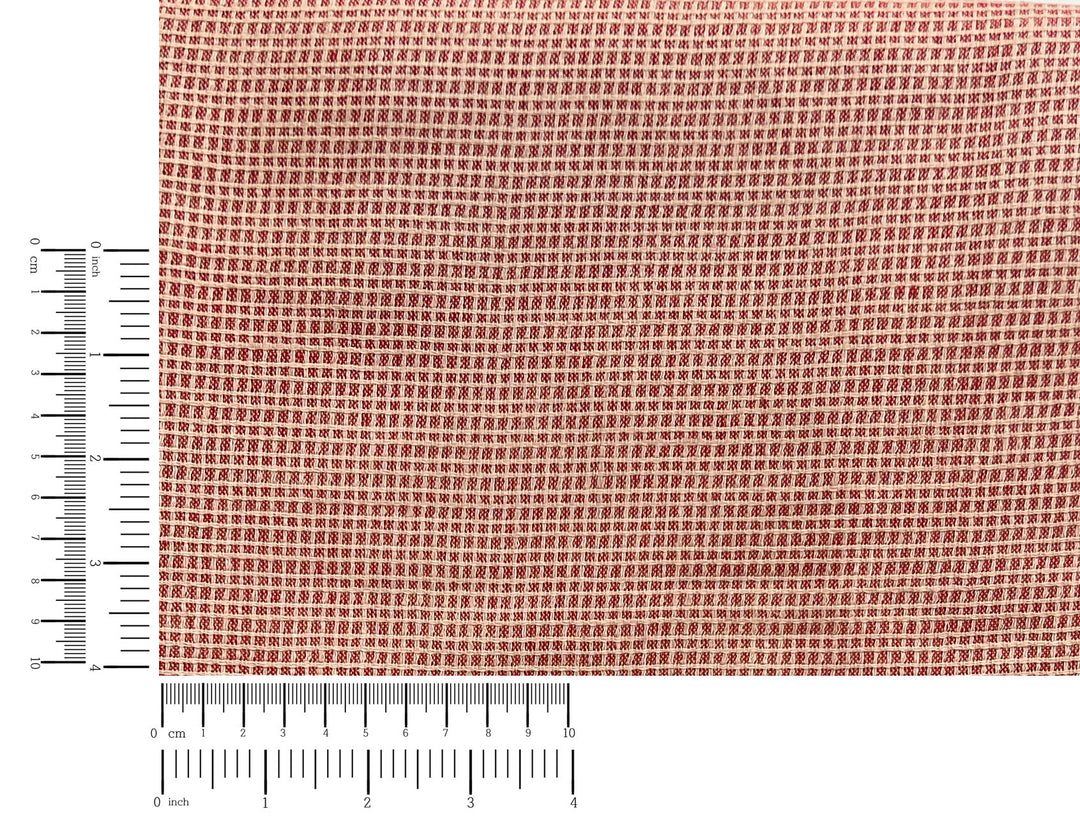 Terracotta Micro Check Linen Blend Fabric | Medium Weight | 42"