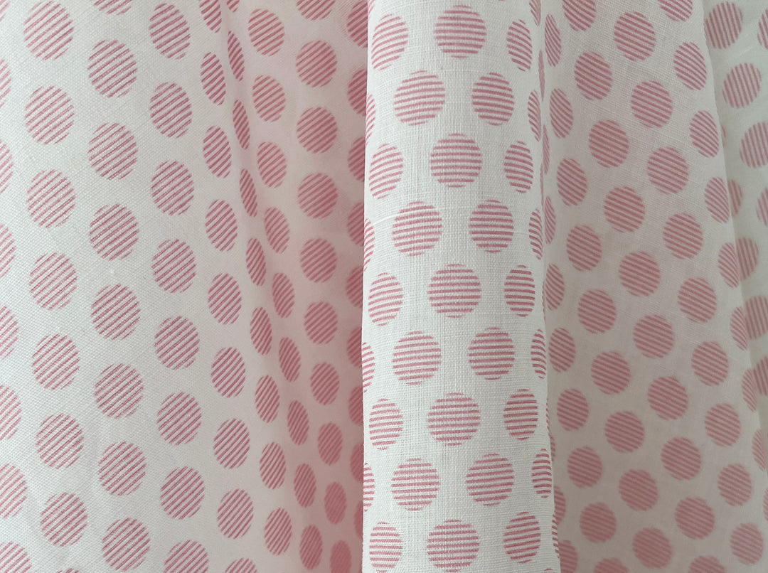 100% Ramie Fabric with Micro-Stripe Polka Dot Print, Lightweight 4776 8456 8457 8458