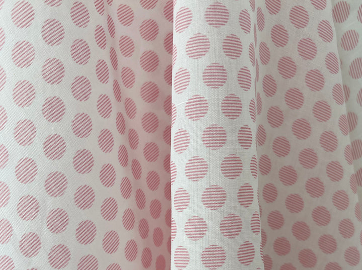 100% Ramie Fabric with Micro-Stripe Polka Dot Print, Lightweight 4776 8456 8457 8458