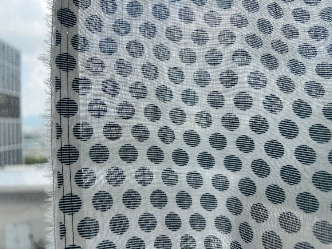 100% Ramie Fabric with Micro-Stripe Polka Dot Print, Lightweight 4776 8456 8457 8458