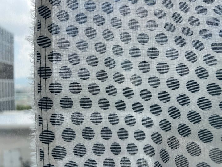 100% Ramie Fabric with Micro-Stripe Polka Dot Print, Lightweight 4776 8456 8457 8458